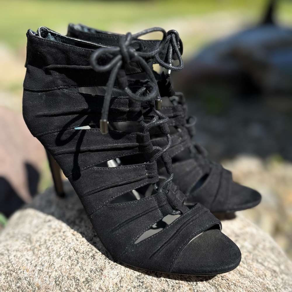 BCBGeneration Black Lace-Up Heels